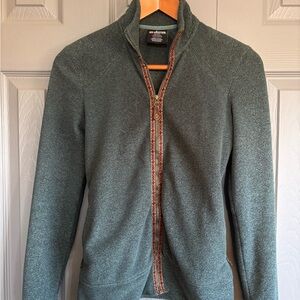 Sherpa fleece green zip up light jacket